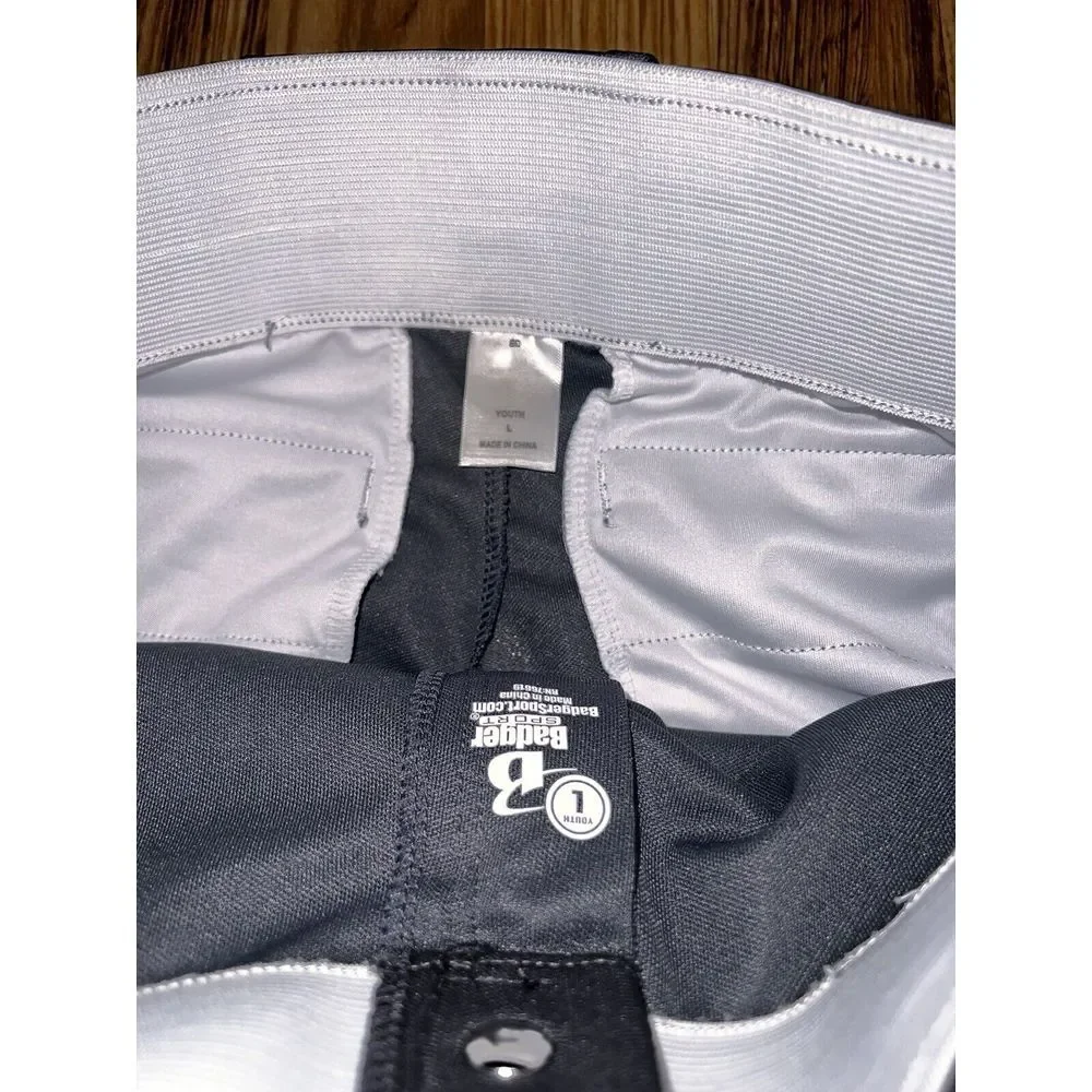 Badger Baseball Pants Boys Youth Large Dark‎ Gray BNWOT